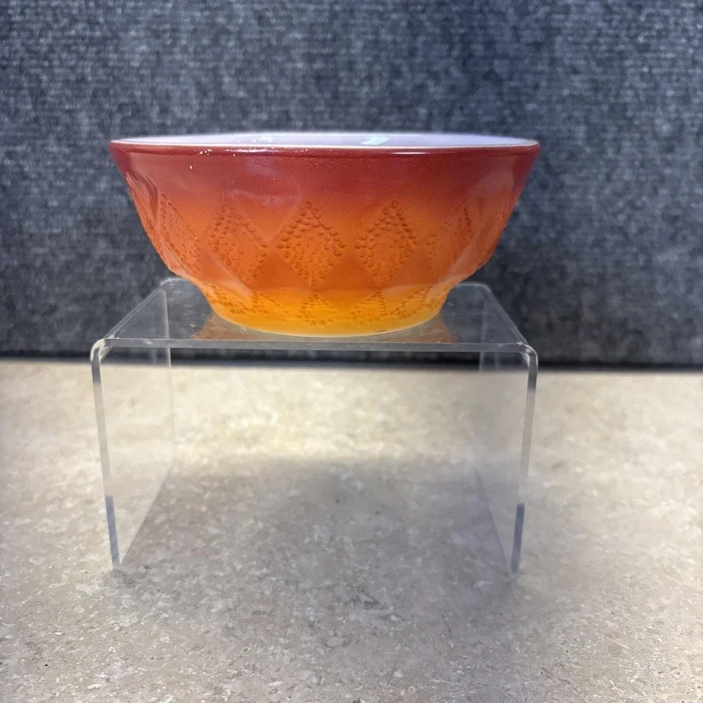 Vtg~Fire King/Anchor Hocking~Kimberly Diamond~Cereal Bowl Orange and Red